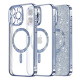 Husă Techsuit Luxury Glitter MagSafe pentru iPhone 15 Pro Max, albastru deschis