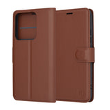 Husa de protectie Techsuit Leather Folio compatibil cu Xiaomi 14, Maro