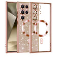 Husa de protectie Techsuit Luxury Glitter MagSafe compatibil cu Samsung Galaxy S24 Ultra, Roz Auriu