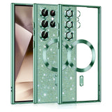 Husa de protectie Techsuit Luxury Glitter MagSafe compatibil cu Samsung Galaxy S24 Ultra, Verde Deschis