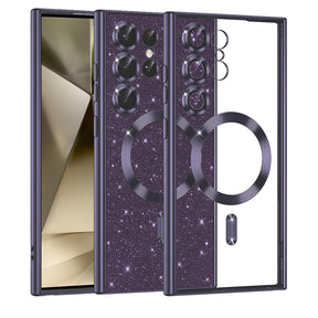 Husa de protectie Techsuit Luxury Glitter MagSafe compatibil cu Samsung Galaxy S24 Ultra, Mov Inchis