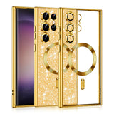 Husa de protectie Techsuit Luxury Glitter MagSafe compatibil cu Samsung Galaxy S23 Ultra, Auriu
