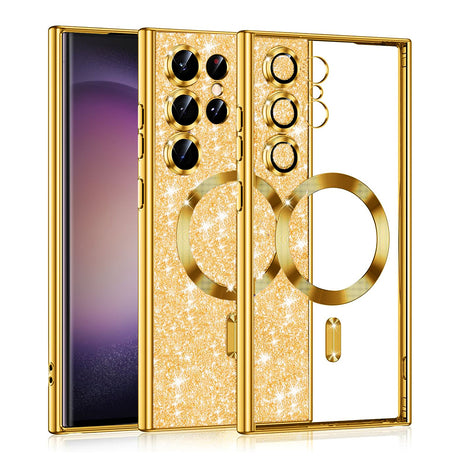 Husă Techsuit Luxury Glitter cu inel magnetic pentru Samsung Galaxy S23 Ultra, aurie