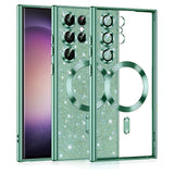 Husa de protectie Techsuit Luxury Glitter MagSafe compatibil cu Samsung Galaxy S23 Ultra, Verde deschis