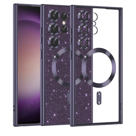 Husă Techsuit Luxury Glitter cu inel magnetic mov pentru Samsung Galaxy S23 Ultra