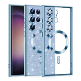 Husa de protectie Techsuit Luxury Glitter MagSafe compatibil cu Samsung Galaxy S23 Ultra, Albastru