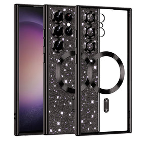 Techsuit Luxury Glitter MagSafe fekete tok Samsung Galaxy S23 Ultra készülékhez