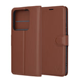 Husa de protectie Techsuit Leather Folio compatibil cu Xiaomi 14 Pro, Maro