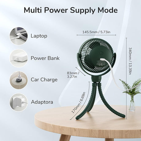 JisuLife Premium Table Baby Fan Life1 (FA24), Portable, 4000mAh, 4 Speeds, Pure White