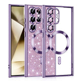 Husa de protectie Techsuit Luxury Glitter MagSafe compatibil cu Samsung Galaxy S22 Ultra 5G, Mov Deschis