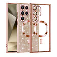 Husa de protectie Techsuit Luxury Glitter MagSafe compatibil cu Samsung Galaxy S22 Ultra 5G, Roz Auriu
