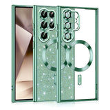 Husa de protectie Techsuit Luxury Glitter MagSafe compatibil cu Samsung Galaxy S22 Ultra 5G, Verde Deschis