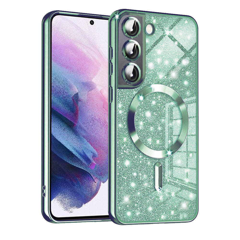 Husa de protectie Techsuit Luxury Glitter MagSafe compatibil cu Samsung Galaxy S21 FE 5G, Verde deschis