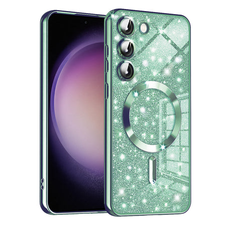Husa de protectie Techsuit Luxury Glitter MagSafe compatibil cu Samsung Galaxy S23 Plus, Verde Deschis