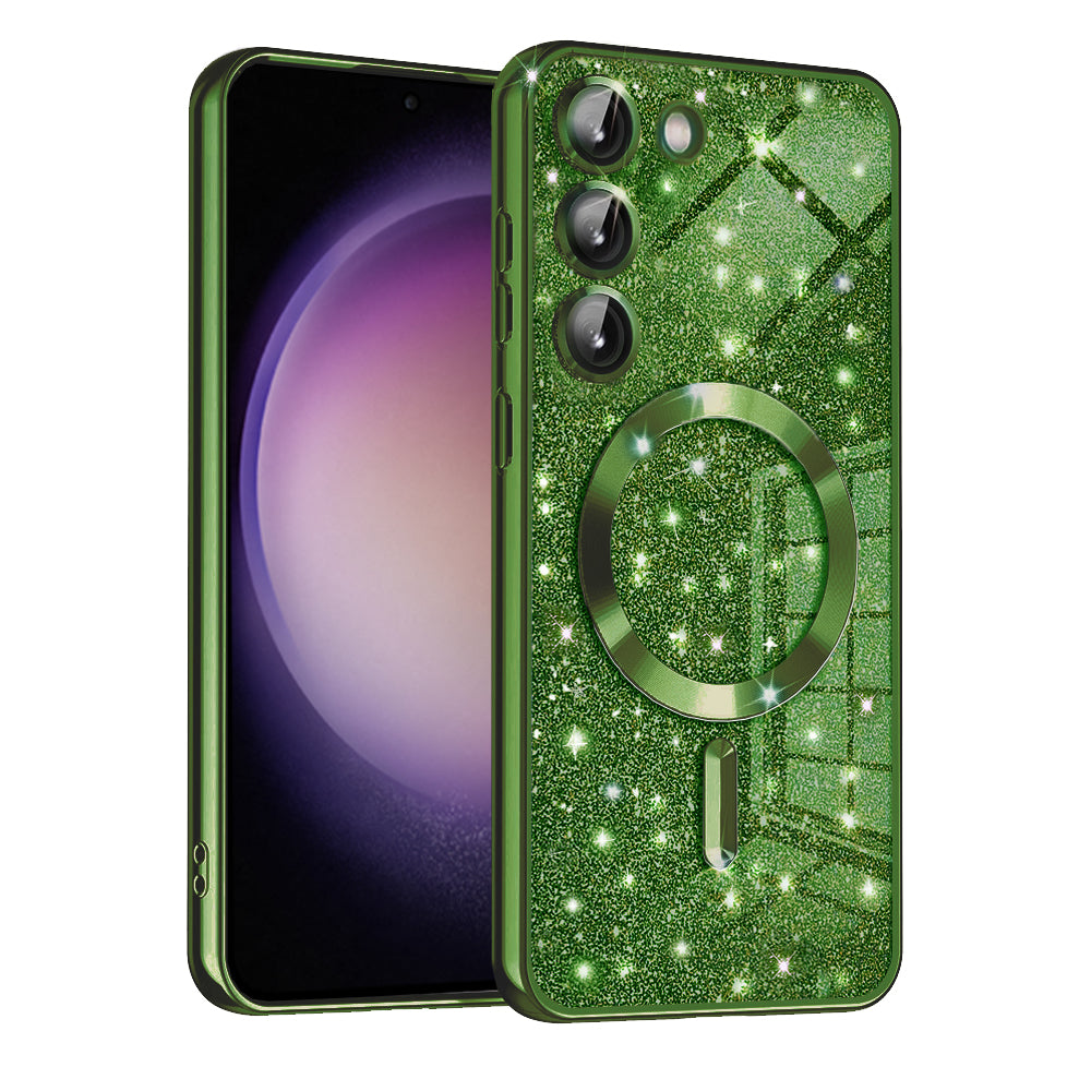 Husa de protectie Techsuit Luxury Glitter MagSafe compatibil cu Samsung Galaxy S23, Deep Green