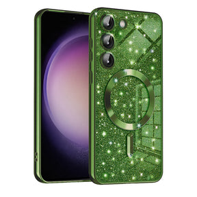 Husa de protectie Techsuit Luxury Glitter MagSafe compatibil cu Samsung Galaxy S23, Deep Green