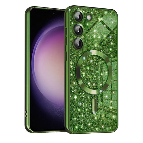 Husa de protectie Techsuit Luxury Glitter MagSafe compatibil cu Samsung Galaxy S23, Deep Green