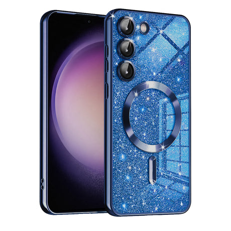 Husa de protectie Techsuit Luxury Glitter MagSafe compatibil cu Samsung Galaxy S23, Albastru Inchis
