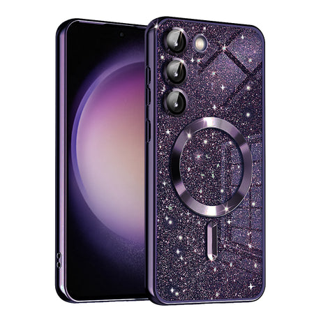 Techsuit Luxury Glitter MagSafe tok Samsung Galaxy S23 telefonhoz, lila színben
