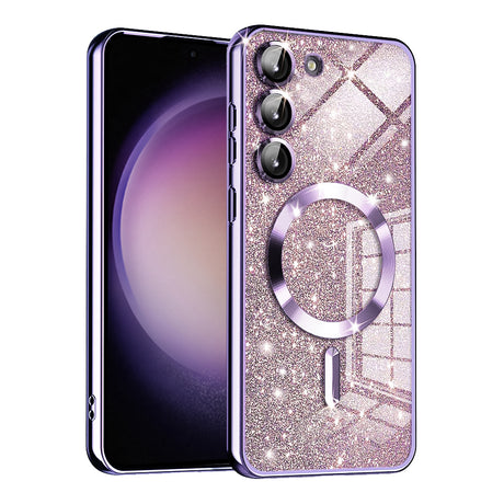 Husă Techsuit Luxury Glitter MagSafe pentru Samsung Galaxy S23, mov deschis