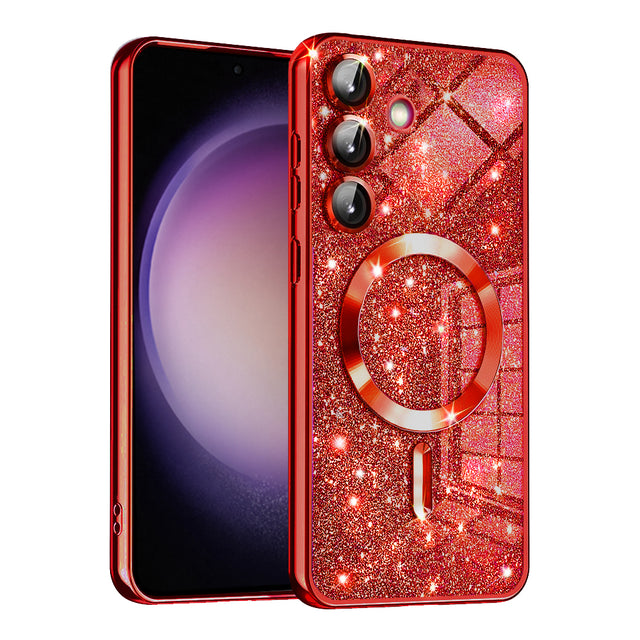 Husa de protectie Techsuit Luxury Glitter MagSafe compatibil cu Samsung Galaxy S23 FE, Rosu