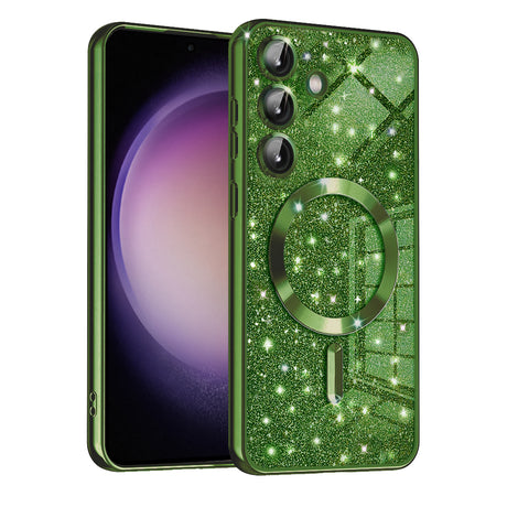 Husa de protectie Techsuit Luxury Glitter MagSafe compatibil cu Samsung Galaxy S23 FE, Deep Green