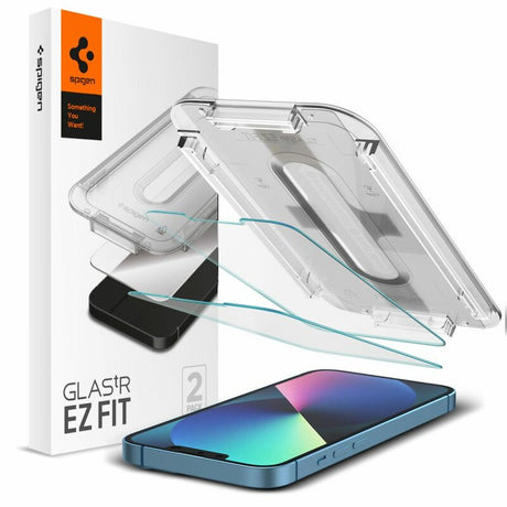 Folie de protectie Spigen (set de 2) Glas.tR EZ-FIT (AGL03385) compatibil cu iPhone 13 / iPhone 13 Pro / iPhone 14 / iPhone 16e / iPhone 17e, Transparent