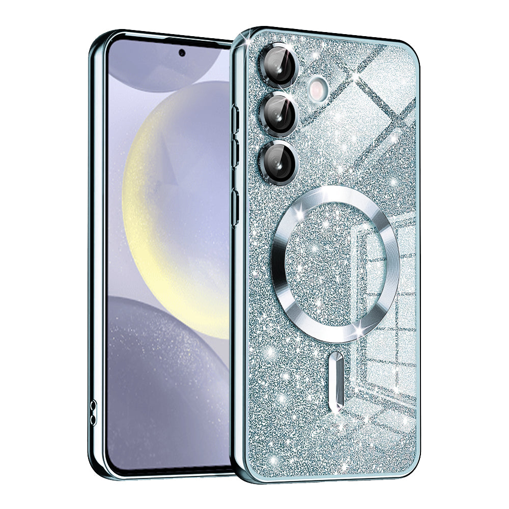 Husa de protectie Techsuit Luxury Glitter MagSafe compatibil cu Samsung Galaxy S24, Albastru
