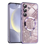 Husa de protectie Techsuit Luxury Glitter MagSafe compatibil cu Samsung Galaxy S24 Plus, Mov deschis