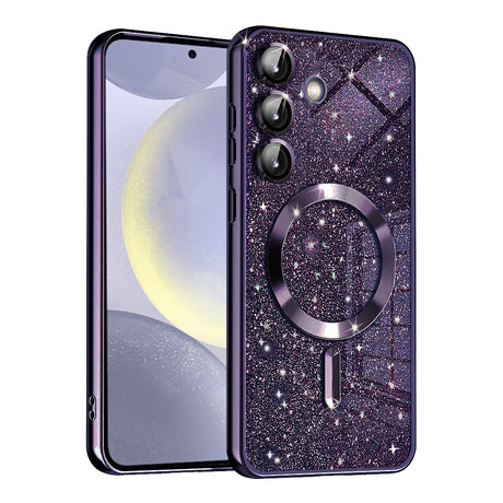 Husă Techsuit Luxury Glitter cu inel magnetic mov pentru Samsung Galaxy S24 Plus