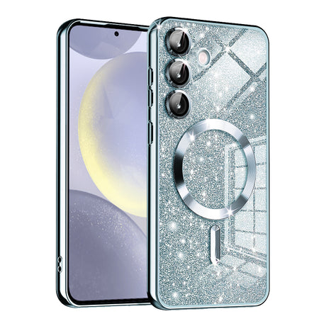 Husă Techsuit Luxury Glitter cu inel magnetic pentru Samsung Galaxy S24 Plus, albastră