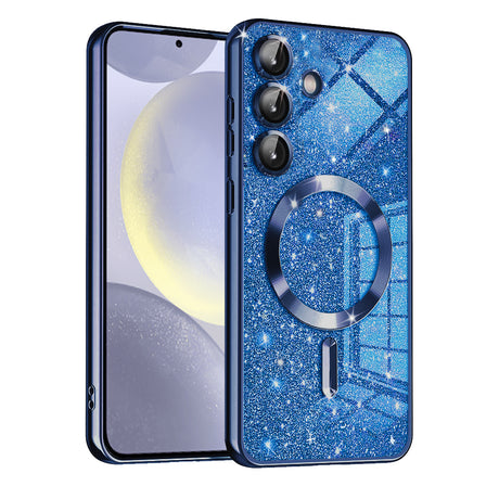 Husă Techsuit Luxury Glitter cu inel magnetic pentru Samsung Galaxy S24 Plus, albastră