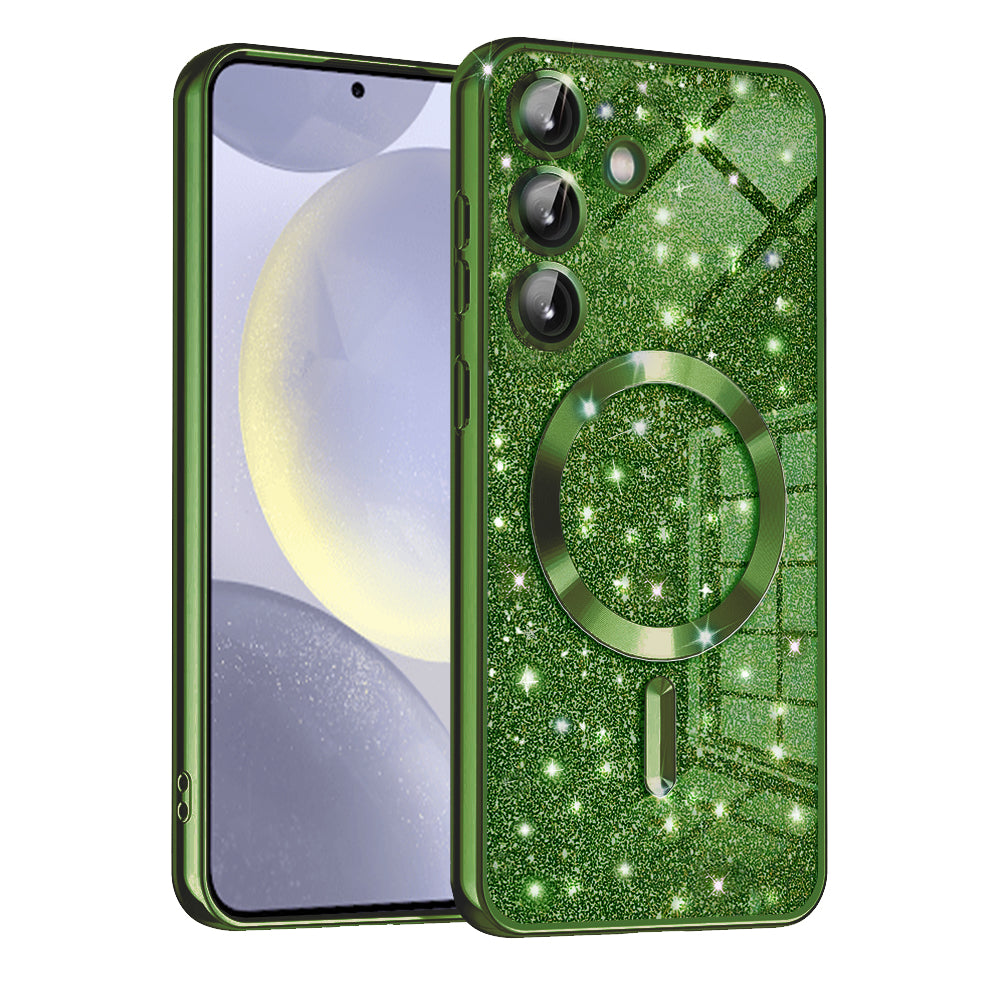 Husa de protectie Techsuit Luxury Glitter MagSafe compatibil cu Samsung Galaxy S24 Plus, Deep Green