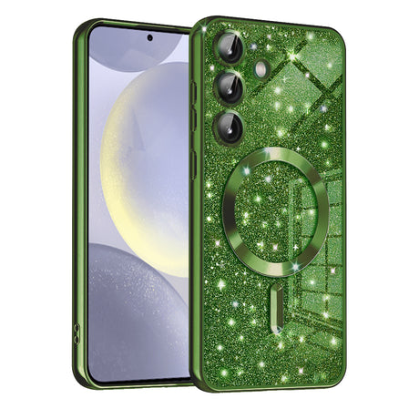 Husa de protectie Techsuit Luxury Glitter MagSafe compatibil cu Samsung Galaxy S24 Plus, Deep Green