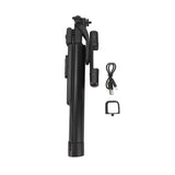 Suport Techsuit Selfie Stick (K30S), Compact Tripod Mount, Bluetooth Remote Control, Double LED Light, Foldable, 167cm, Negru
