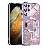 Husa de protectie Techsuit Luxury Glitter MagSafe compatibil cu Samsung Galaxy S21 Ultra 5G, Mov deschis