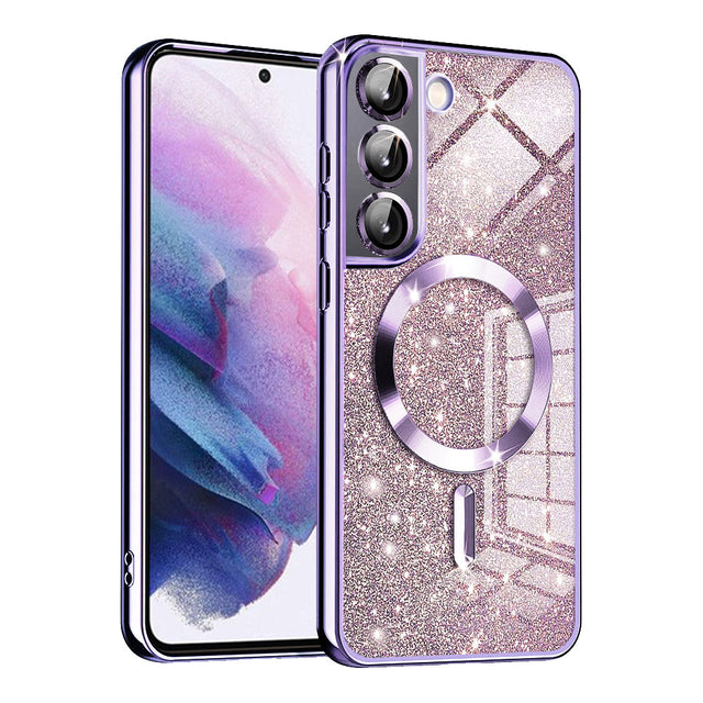 TechSuit Husa de protectie Techsuit Luxury Glitter MagSafe compatibil cu Samsung Galaxy S22 5G, Mov Deschis