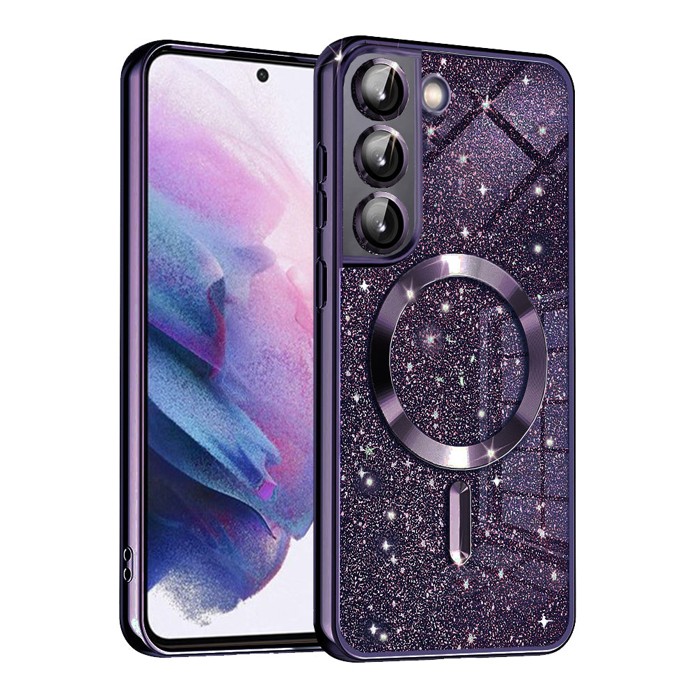 Husa de protectie Techsuit Luxury Glitter MagSafe compatibil cu Samsung Galaxy S22 5G, Mov