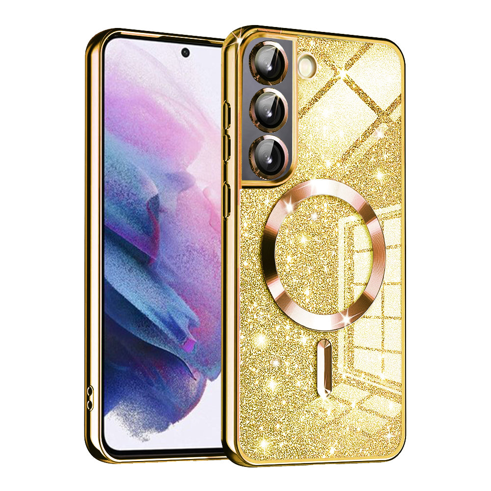 Husa de protectie Techsuit Luxury Glitter MagSafe compatibil cu Samsung Galaxy S22 5G, Auriu