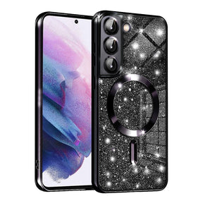 Husa de protectie Techsuit Luxury Glitter MagSafe compatibil cu Samsung Galaxy S22 5G, Negru