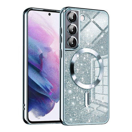 Husă Techsuit Luxury Glitter cu inel magnetic pentru Samsung Galaxy S22 5G, albastră
