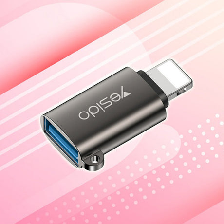 Adaptor Yesido OTG Adapter (GS14), USB 3.0 to Lightning, Plug & Play, 480Mbps, Negru