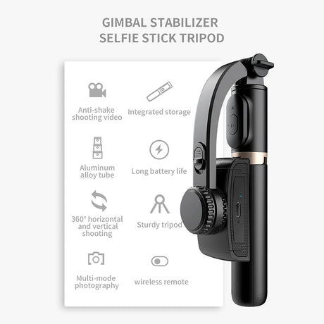 Suport Techsuit Selfie Stick (Q08), Anti-Shake Tripod with Bluetooth Remote Control, 360 Rotation, Aluminium Alloy, 75cm, Negru