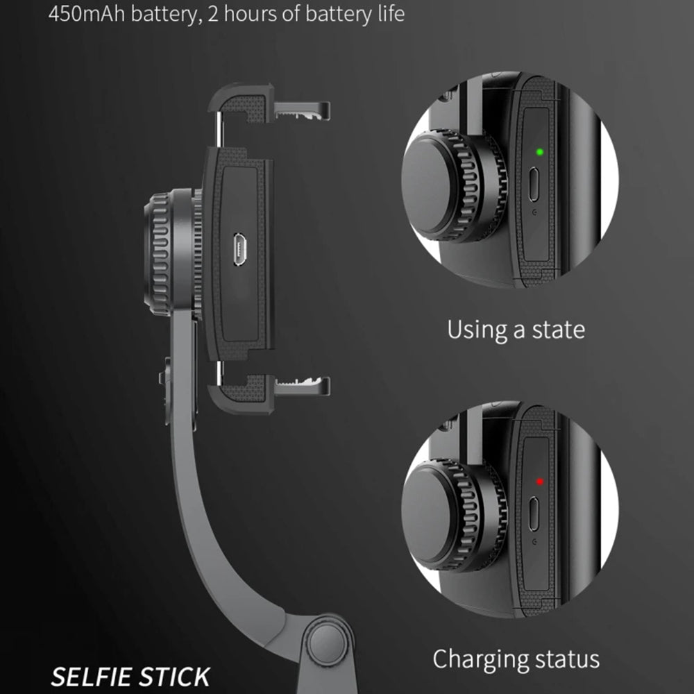 Suport Techsuit Selfie Stick (Q08), Anti-Shake Tripod with Bluetooth Remote Control, 360 Rotation, Aluminium Alloy, 75cm, Negru