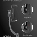 Suport Techsuit Selfie Stick (Q08), Anti-Shake Tripod with Bluetooth Remote Control, 360 Rotation, Aluminium Alloy, 75cm, Negru