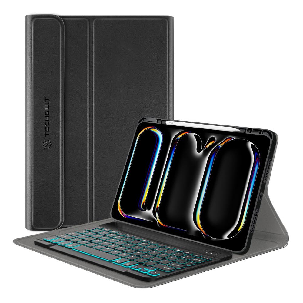 Husa de protectie tableta Techsuit CozyTab Case (with Pencil Holder/RGB Wireless Magnetic Keyboard) compatibil cu iPad Pro 11 (2024) / iPad Pro 11 (2025) - Black