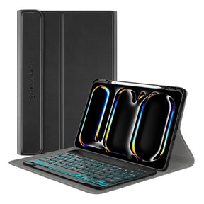 Husa de protectie tableta Techsuit CozyTab Case (with Pencil Holder/RGB Wireless Magnetic Keyboard) compatibil cu iPad Pro 11 (2024) / iPad Pro 11 (2025) - Black