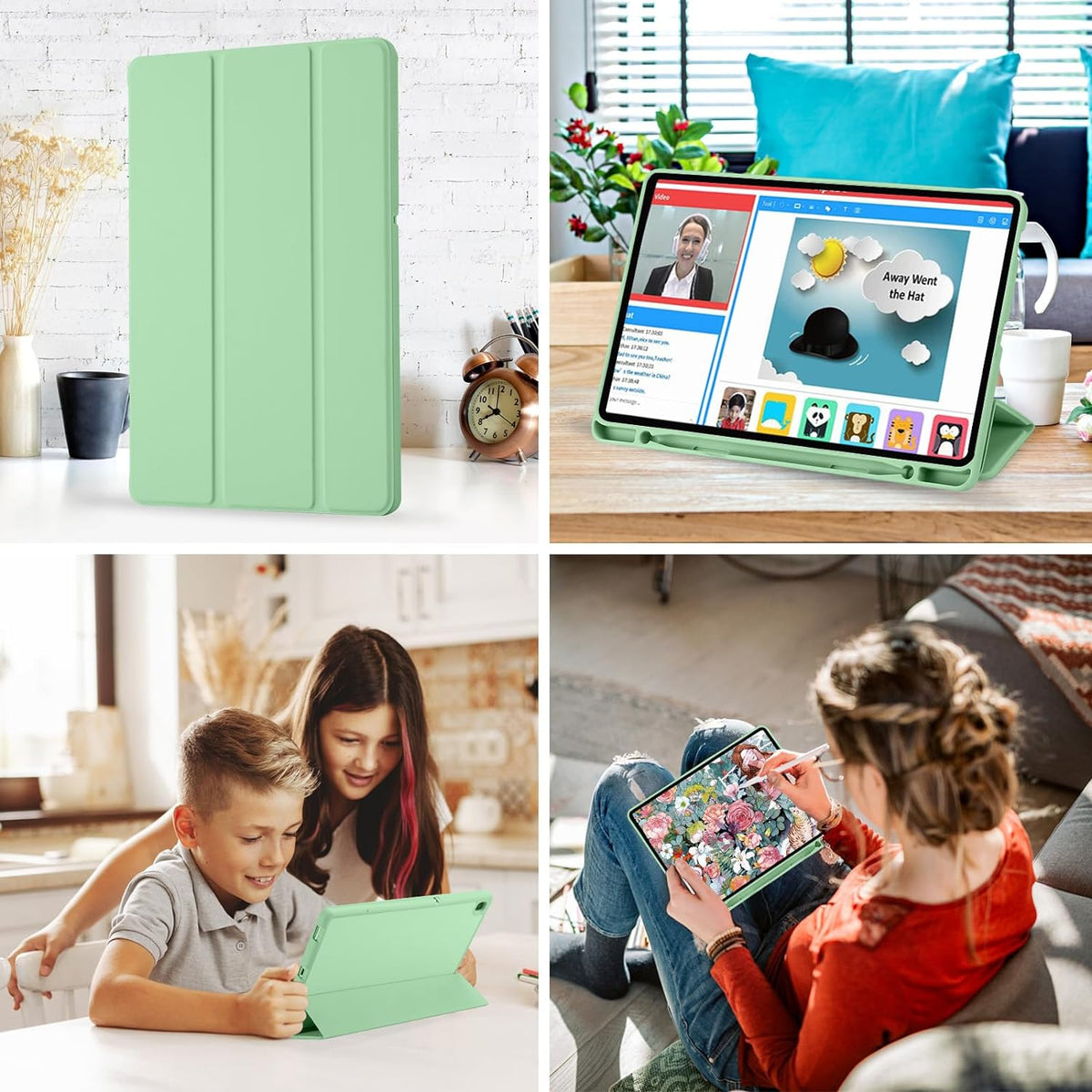 Husa de protectie tableta Techsuit Flex Trifold compatibil cu Samsung Galaxy Tab S6 Lite / 2022 / 2024, Verde
