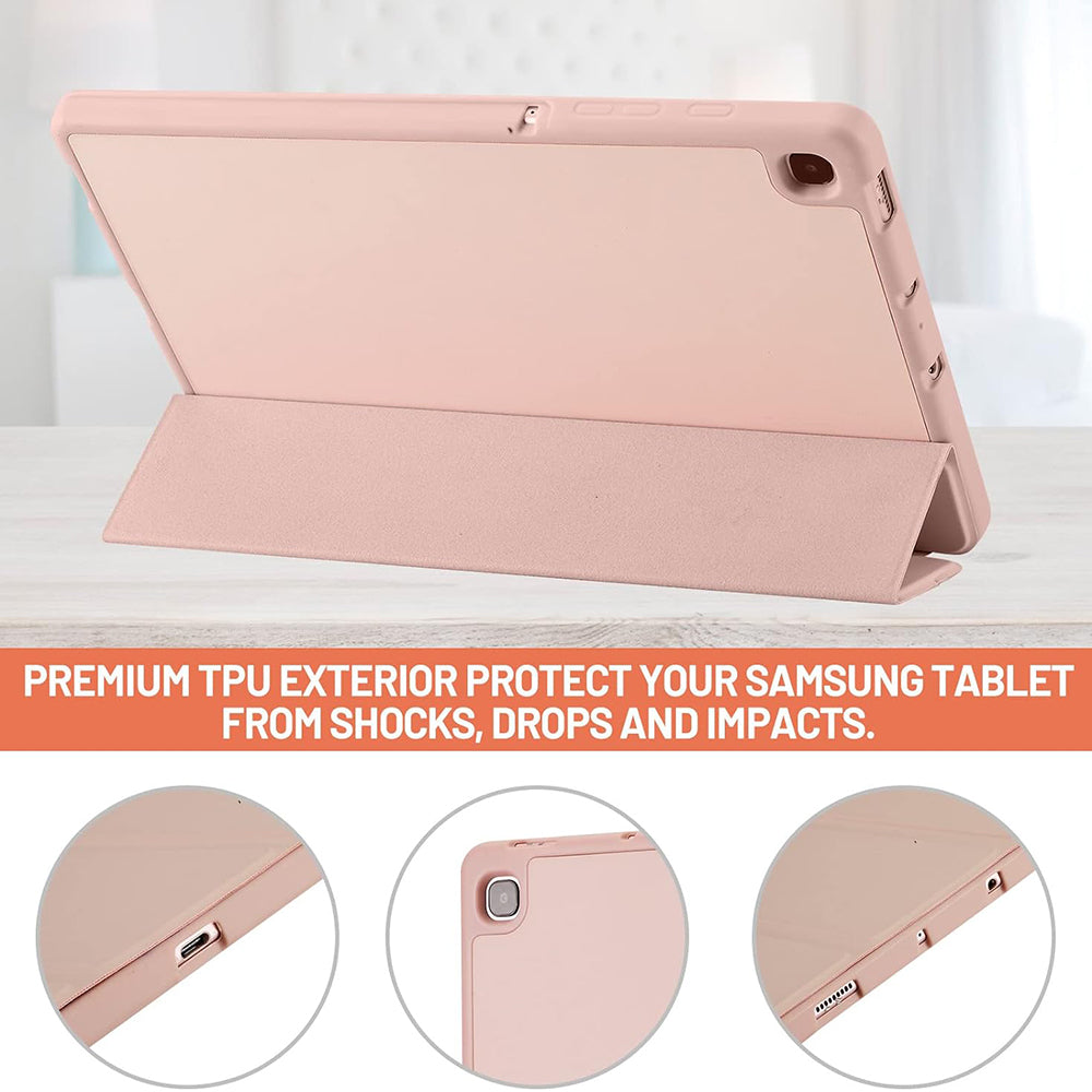 Husa de protectie tableta Techsuit Flex Trifold (with Pencil Holder) compatibil cu Samsung Galaxy Tab S6 Lite (2020/2022/2024), Roz