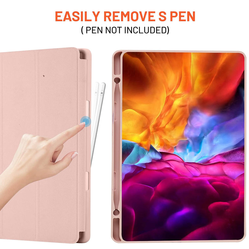 Husa de protectie tableta Techsuit Flex Trifold (with Pencil Holder) compatibil cu Samsung Galaxy Tab S6 Lite (2020/2022/2024), Roz